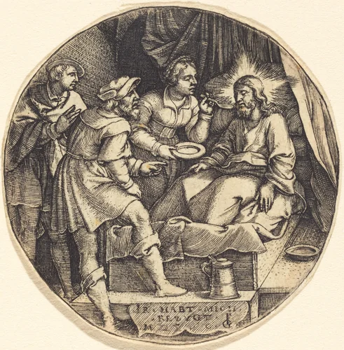 To Nurse the Sick by Georg Pencz, print, 1500-1550