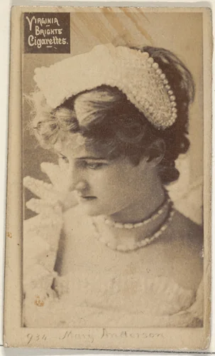 Card 934, Mary Anderson, from the Actors and Actresses series (N45, Type 2) for Virginia Brights Cigarettes by Allen & Ginter, photograph, 1885-1891
