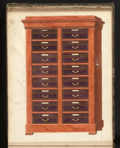 Ontwerp voor een dubbele ladekast by anonymous, drawing, 1825-1839