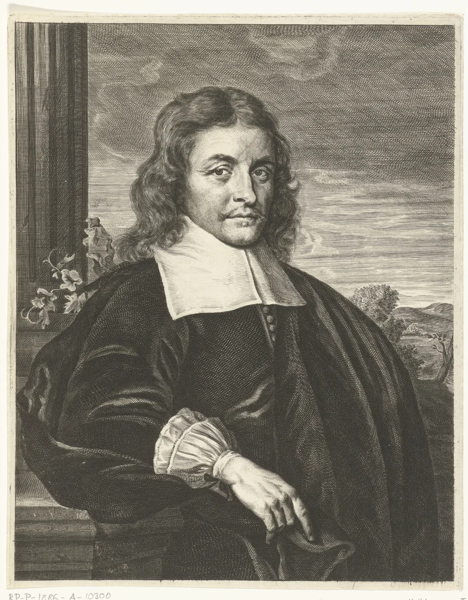 Portret van Petrus Bortius by Hendrik Bary, print, 1657-1707
