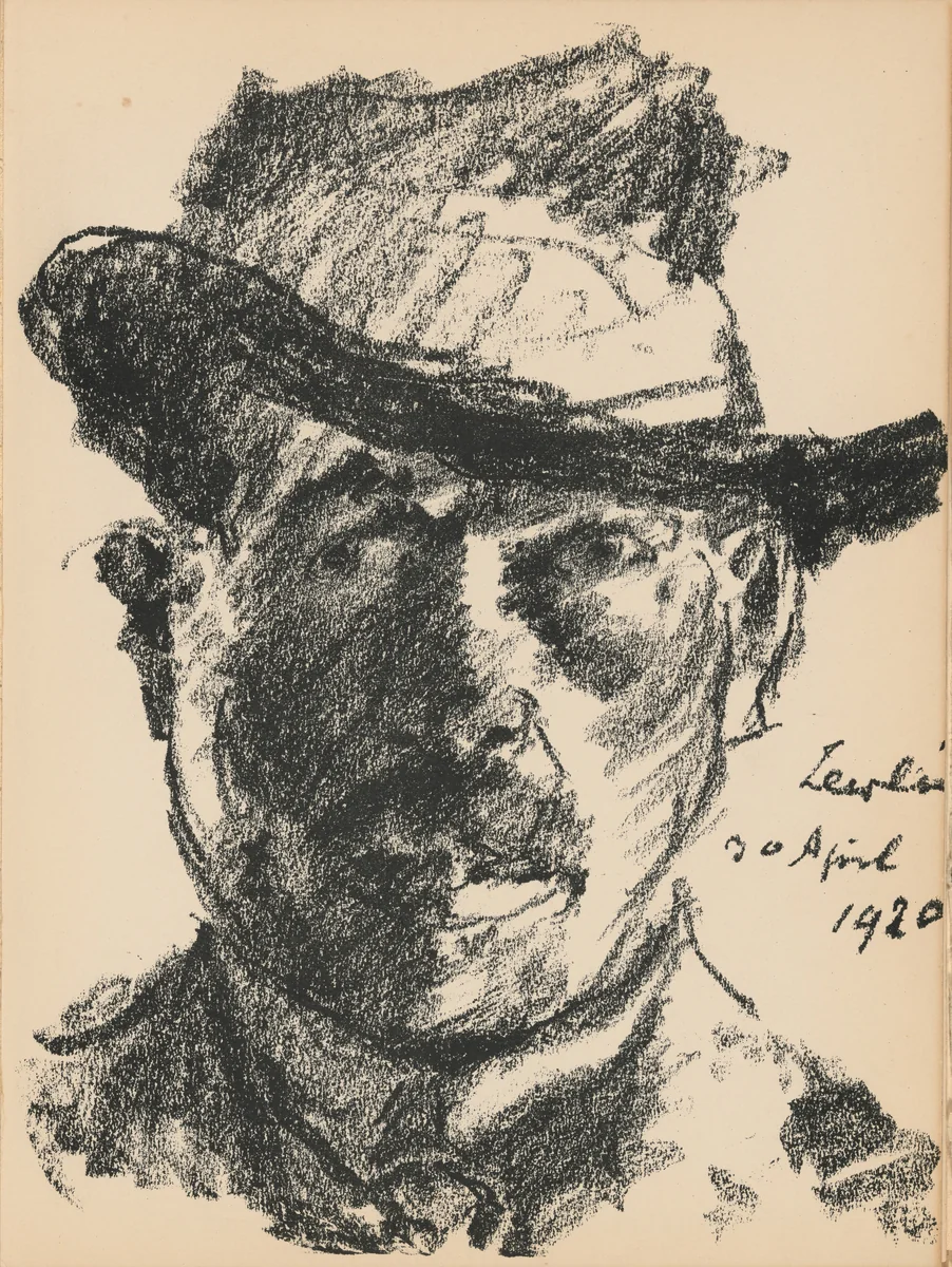 Selbstbildnis (Self-Portrait) from Deutsche Graphiker der Gegenwart (German Printmakers of Our Time) by Lovis Corinth, print, 1920