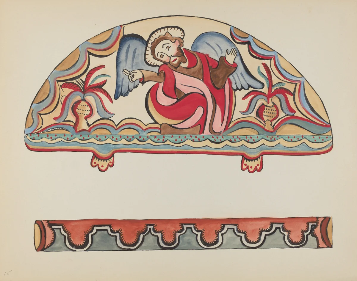 Plate 15: The Creation (Lunette): From Portfolio "Spanish Colonial Designs of New Mexico" by American 20th Century, index of american design, 1935-1942
