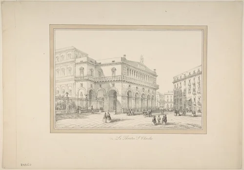 View of Naples: Teatro San Carlos by anonymous, drawing, 1800-1899