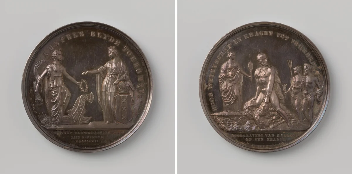 Ontwerp van wet aangenomen tot de aanleg van het Noordzeekanaal by Moses Cohen de Vries junior, metalwork, 1862