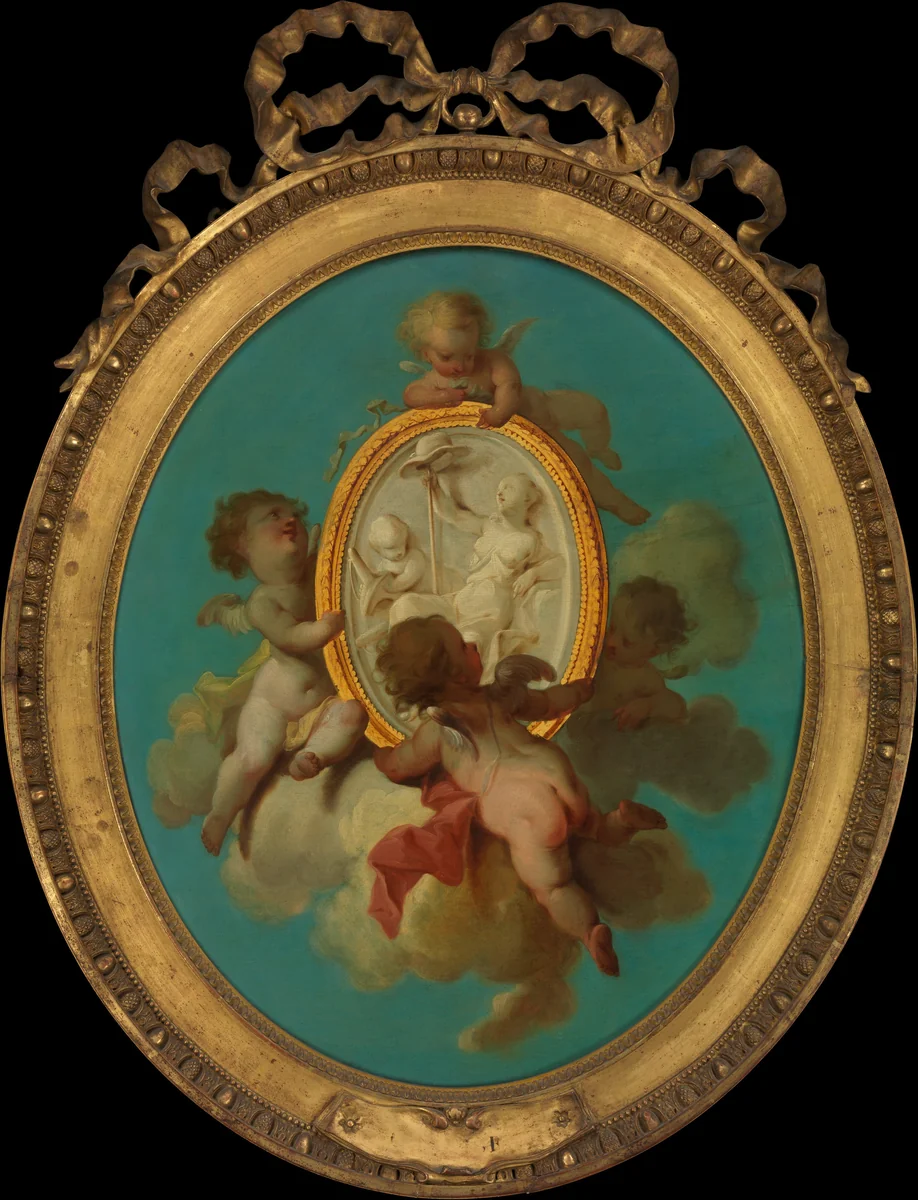 Putti with a Medallion by Charles Dominique Joseph Eisen, painting, 1740-1778