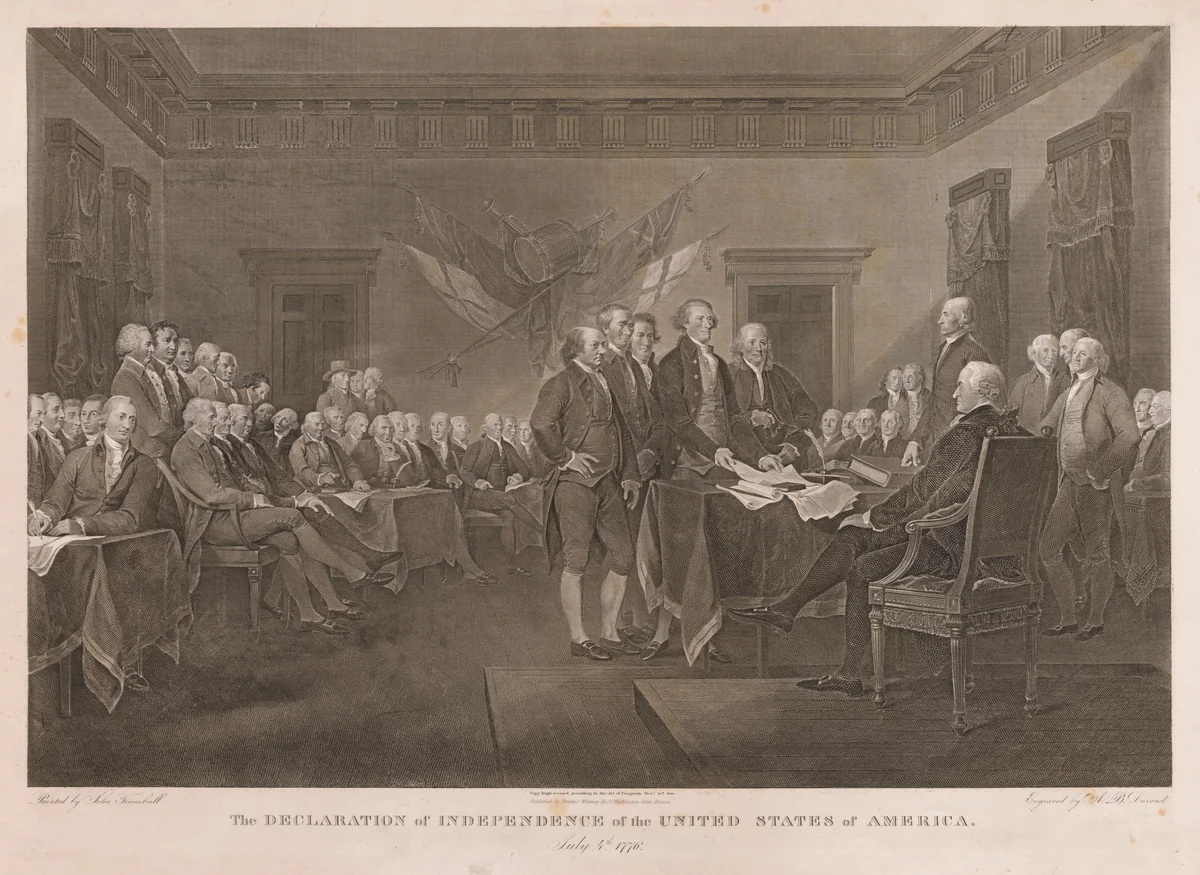 Signing the Declaration of Independence by Asher Brown Durand, print, 1823