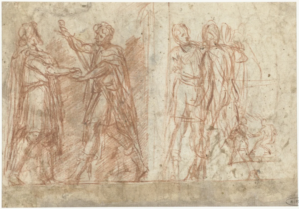 Aanslag op Caius Marius by Francesco Ruviale, drawing, 1517-1555