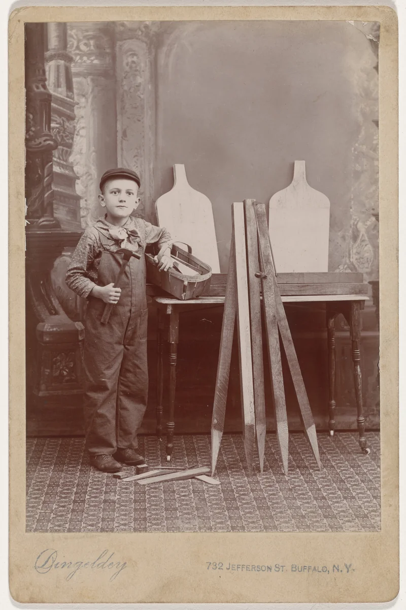 Portrait of a Carpenter Helper by Peter Dingeldey, photograph, 1895-1905