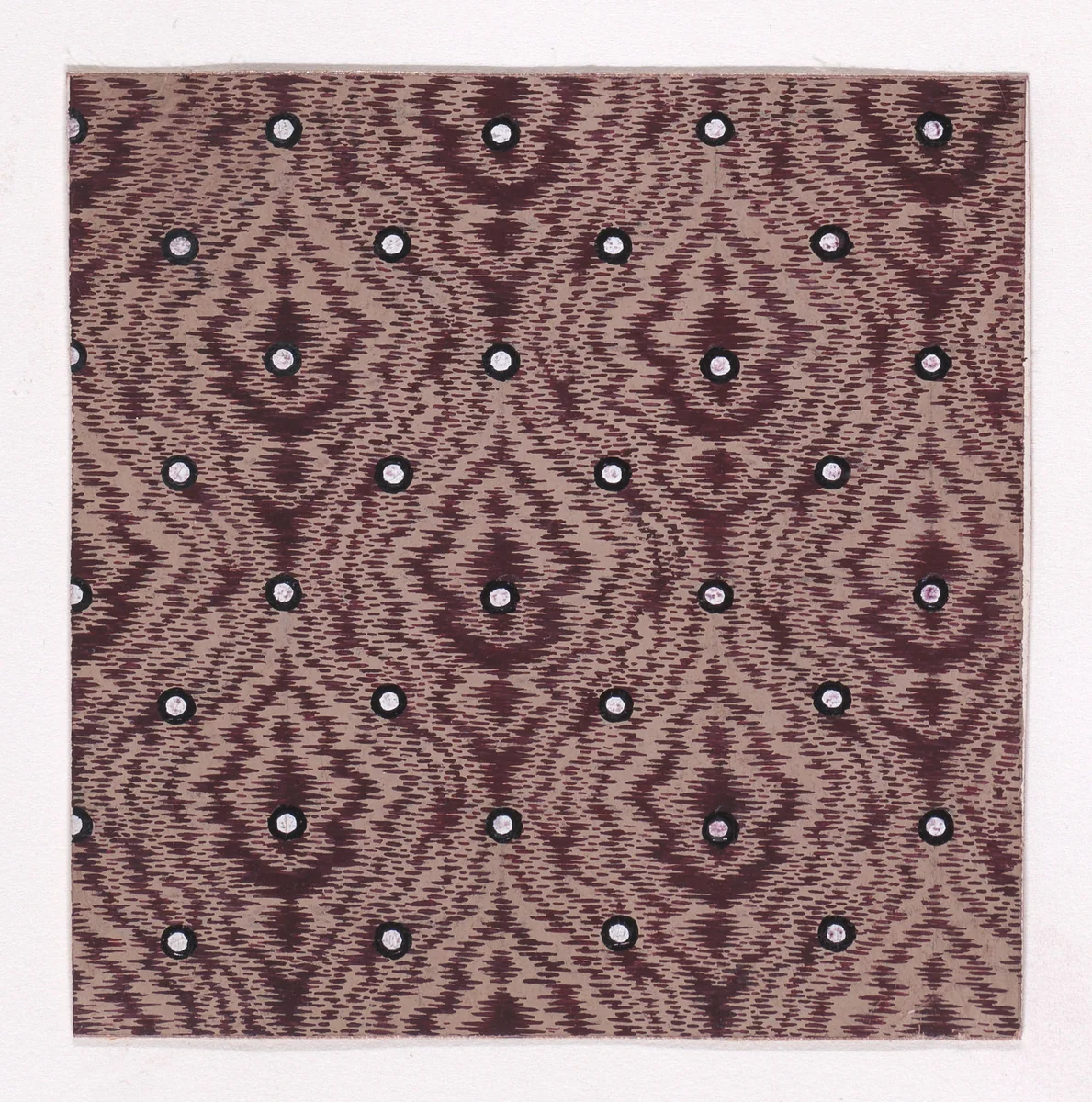 Textile Design of Alternating Rows of Pearls over an Abstract Background Simulating Tie-Dye by anonymous, drawing, 1840