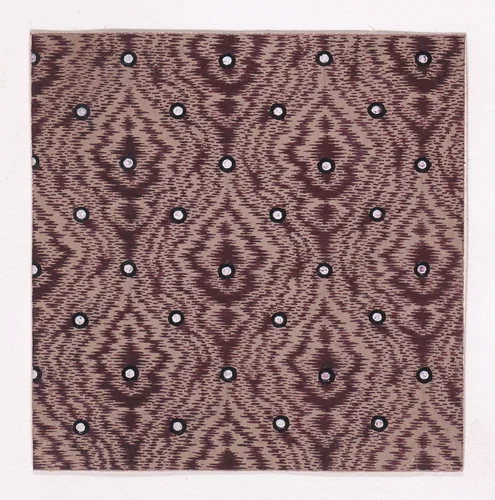 Textile Design of Alternating Rows of Pearls over an Abstract Background Simulating Tie-Dye by anonymous, drawing, 1840