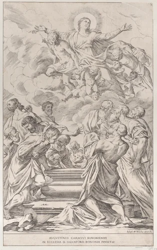 The Assumption of the Virgin, plate 2 from "Bononiensium Pictorum Celebrioris..." by Giuseppe Maria Mitelli, print, 1678