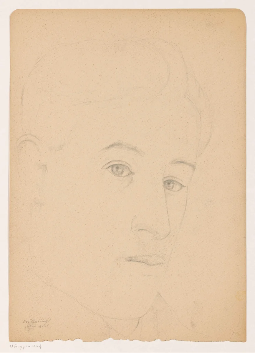Zelfportret: B-1-1, 14 januari by Cor van Teeseling, drawing, 1942