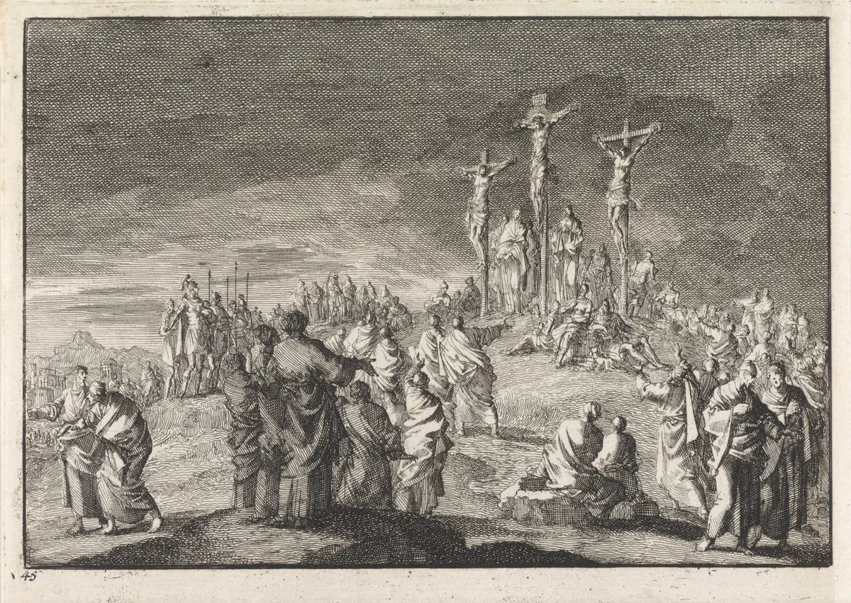 Christus aan het kruis by Jan Luyken, print, 1703