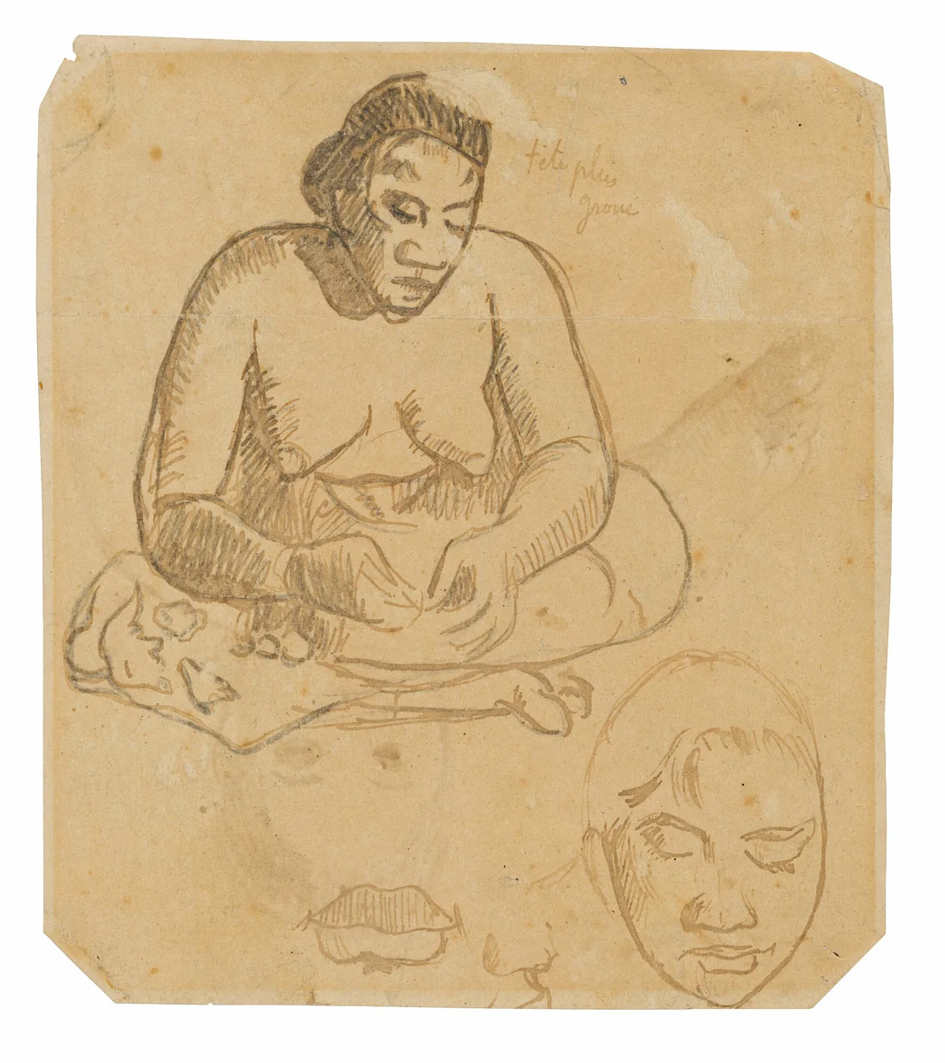 Seated Tahitian Woman (recto); Standing Tahitian Woman (verso) by Paul Gauguin, drawing, 1891-1893