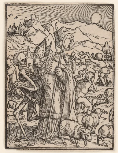 The Bishop, from "The Dance of Death" by Hans Holbein the Younger, print, 1521-1538