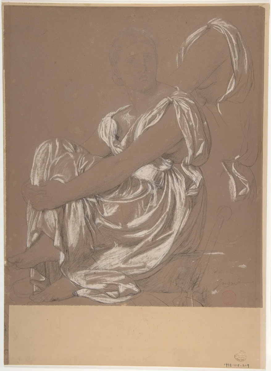Study for the Figure of the Iliad in "The Apotheosis of Homer" by Jean-Auguste-Dominique Ingres, drawing, 1822-1832