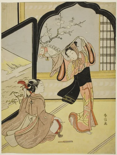 The Harugoma Dance by Suzuki Harunobu (鈴木春信), print, 1762-1770