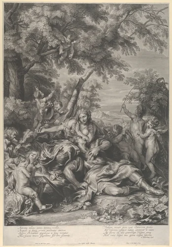 Rinaldo and Armida by Pieter de Jode II, print, 1644