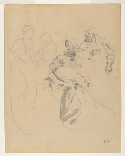 Adoration of the Magi, after Rubens by Eugène Delacroix, drawing, 1825-1835