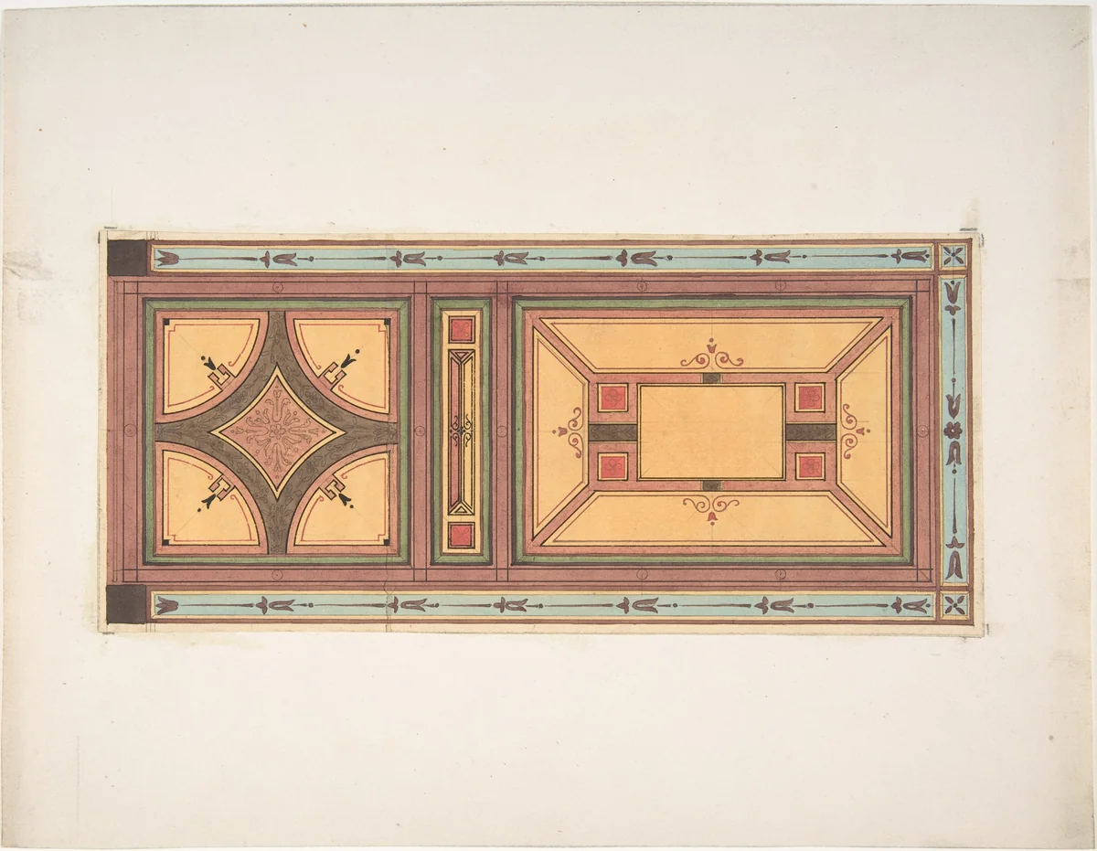 Pompeiian Design for Paneling by Jules-Edmond-Charles Lachaise, drawing, 1850-1900