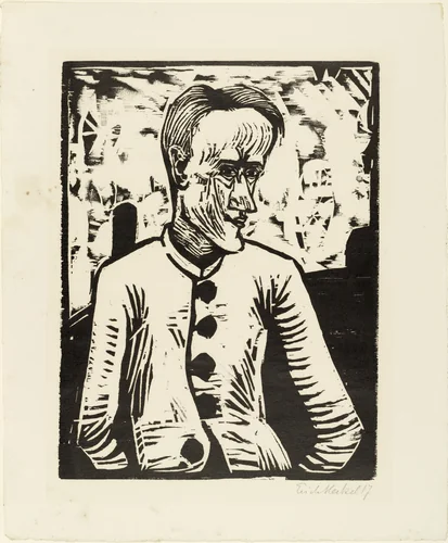 The Fool (Der Narr) from the portfolio New European Graphics, 5th Portfolio: German Artists, 1921 (Neue Europäische Graphik, 5. Mappe: Deutsche Künstler, 1921) by Erich Heckel, print, 1917
