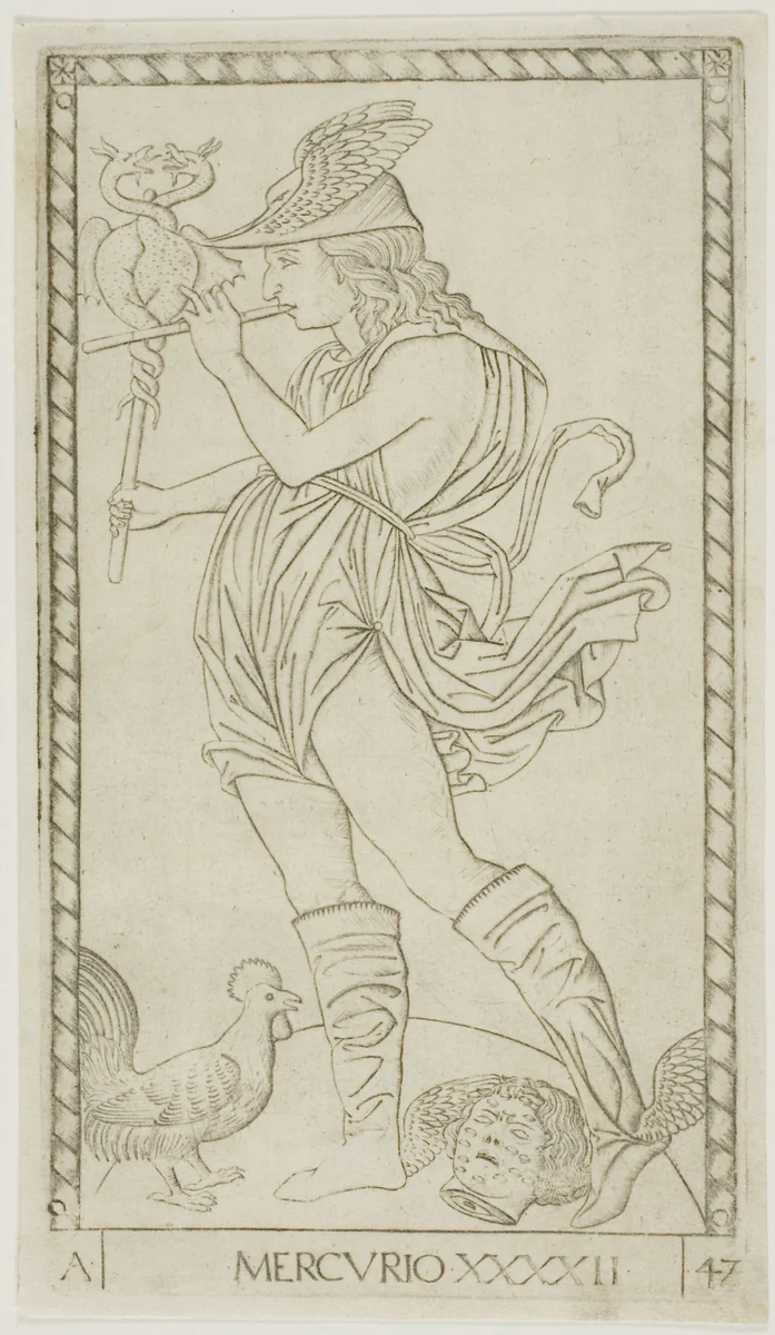 Mercury, plate 42 from Planets and Spheres by Master of the E-Series Tarocchi, print, 1460-1470