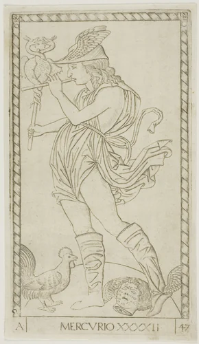Mercury, plate 42 from Planets and Spheres by Master of the E-Series Tarocchi, print, 1460-1470