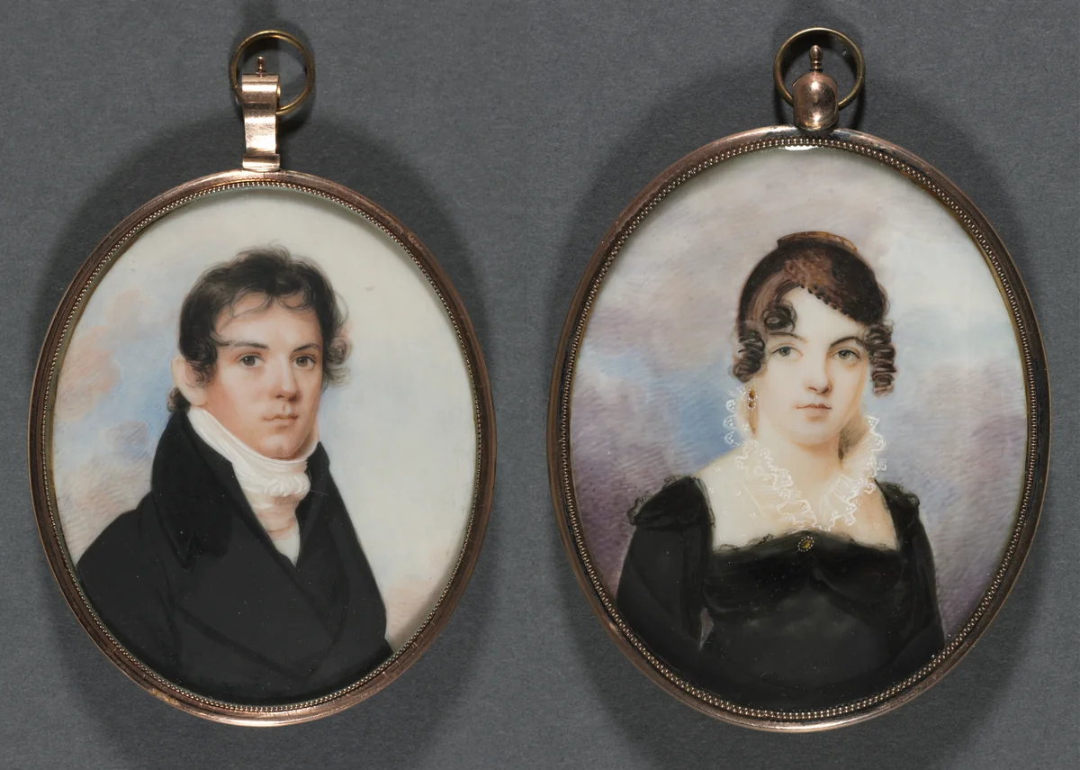 Pair of Portrait Miniatures by Anson Dickinson, painting, 1805-1815