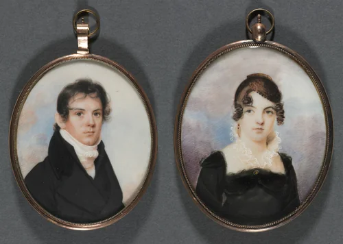 Pair of Portrait Miniatures by Anson Dickinson, painting, 1805-1815