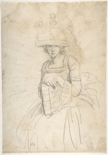 Lady Holding a Book (recto); Plan of Placing Colors on a Palette (verso) by George Romney, drawing, 1754-1803