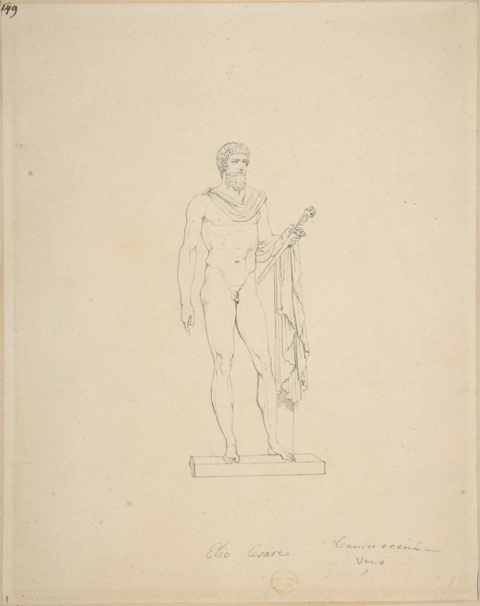 Statue of Caesar as a Divinity by Vincenzo Camuccini, drawing, 1771-1844