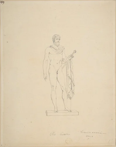 Statue of Caesar as a Divinity by Vincenzo Camuccini, drawing, 1771-1844