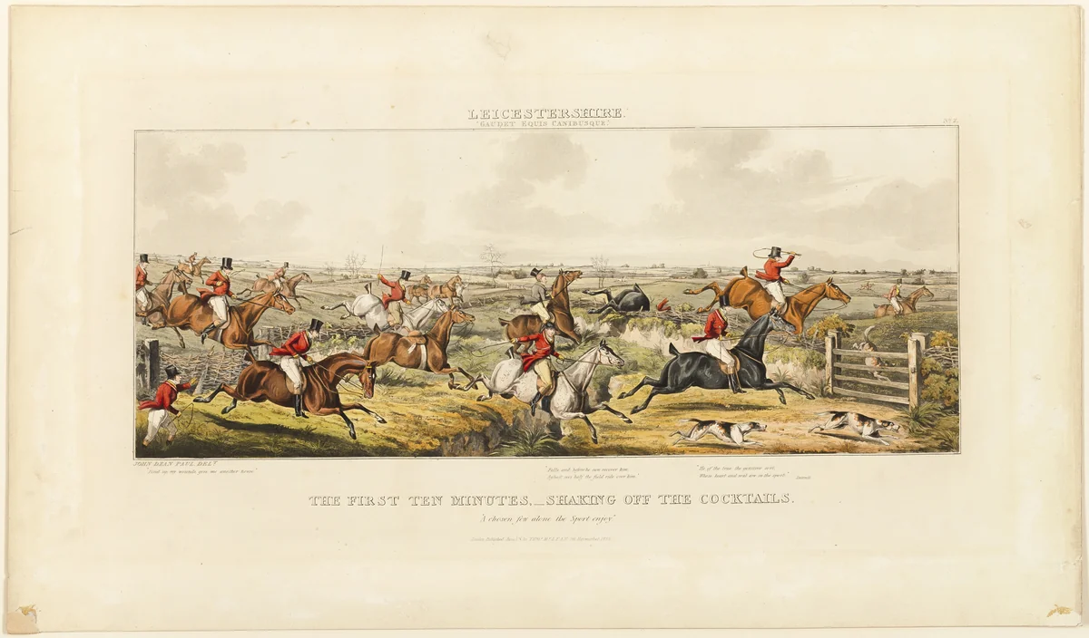 The First Ten Minutes, plate two from The Leicestershire Hunt by John Dean Paul, print, 1825