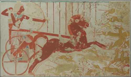 Hunting from a Chariot, Tomb of Userhat by Charles K. Wilkinson, artwork, -1427--1400
