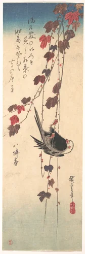 Long-tailed Tit on Autumn Ivy by Utagawa Hiroshige (歌川広重), print, 1825-1845