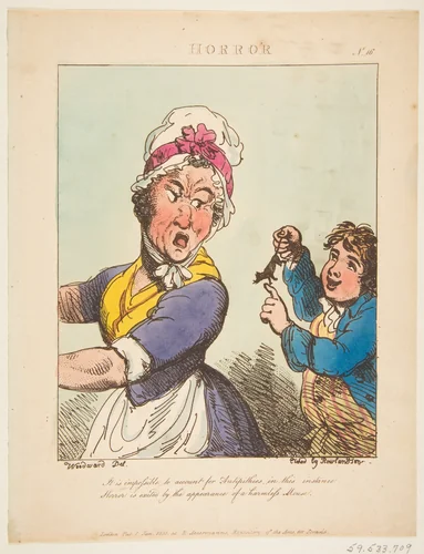 Horror (Le Brun Travested, or Caricatures of the Passions) by Thomas Rowlandson, print, 1800