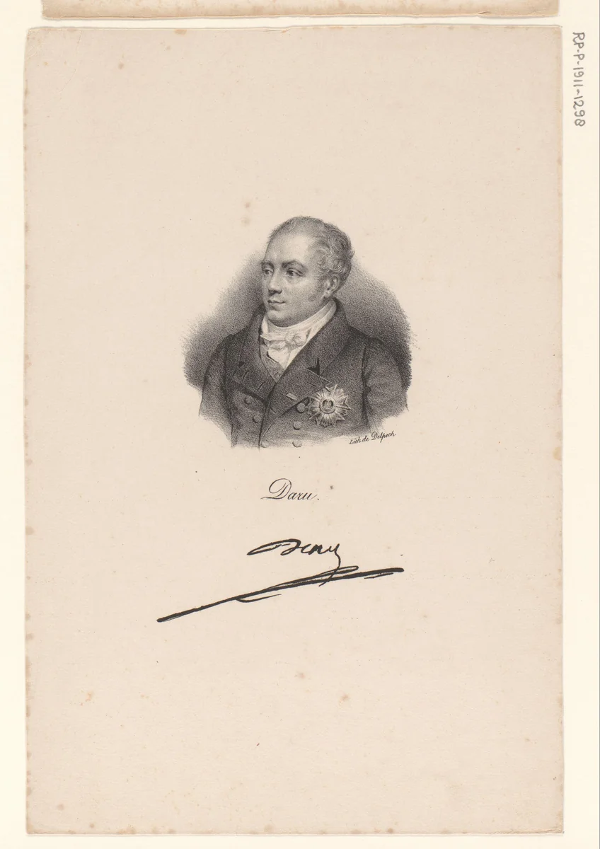 Portret van Pierre Daru by anonymous, print, 1818-1842
