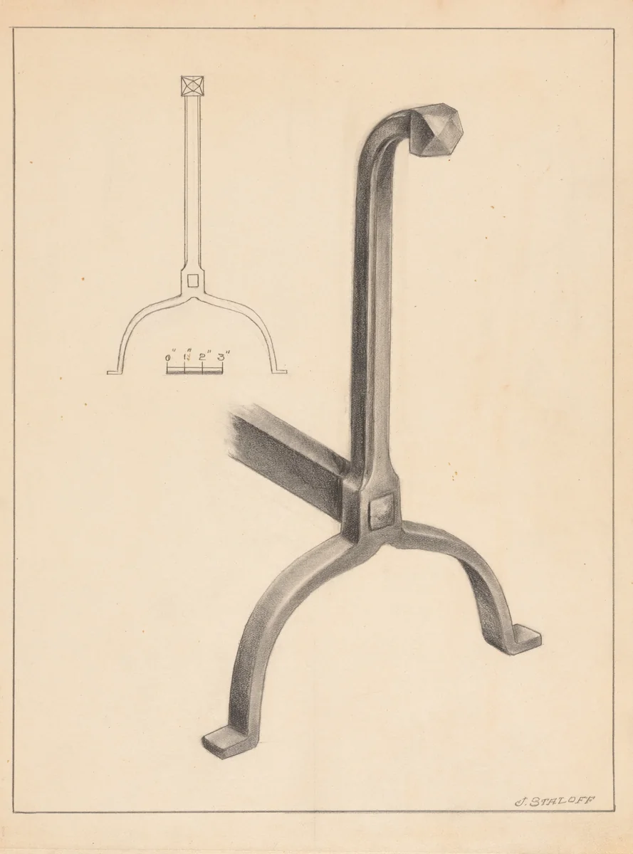 Andiron (one of pair) by Jack Staloff, index of american design, 1936