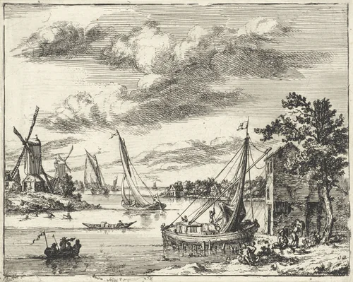 Gezicht over het Spaarne, Haarlem by Jan Vincentsz. van der Vinne, print, 1688-1721