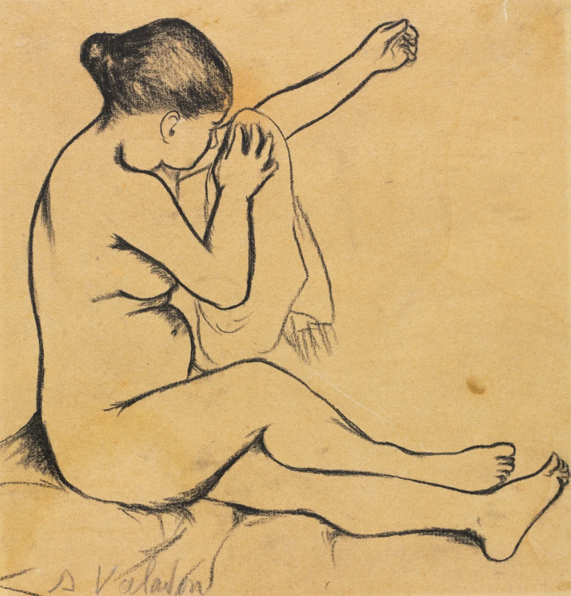 Seated Female Nude by Suzanne Valadon, drawing, 1867-1938