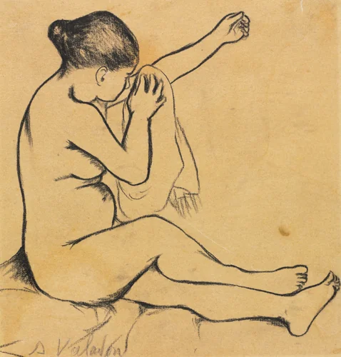 Seated Female Nude by Suzanne Valadon, drawing, 1867-1938