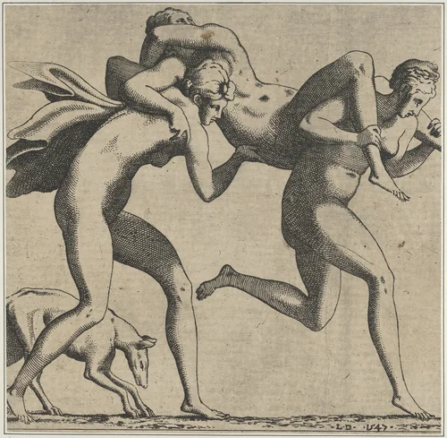 Woman Being Carried to a Libidinous Satyr by Léon Davent, print, 1540-1556