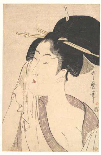 Woman Relaxing after Her Bath by Kitagawa Utamaro (喜多川歌麿), print, 1790-1799
