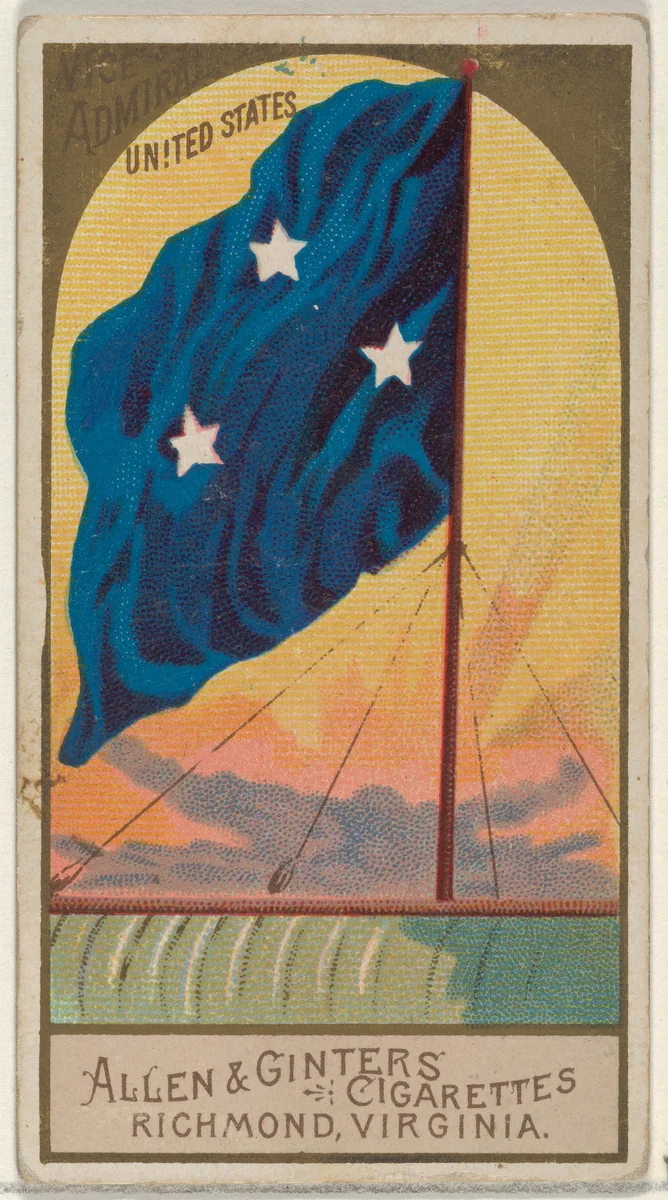 Vice-Admiral, United States, from the Naval Flags series (N17) for Allen & Ginter Cigarettes Brands by Allen & Ginter, print, 1886-1891
