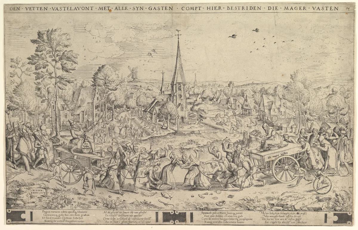 Lent and Carnival by Frans Hogenberg, print, 1558
