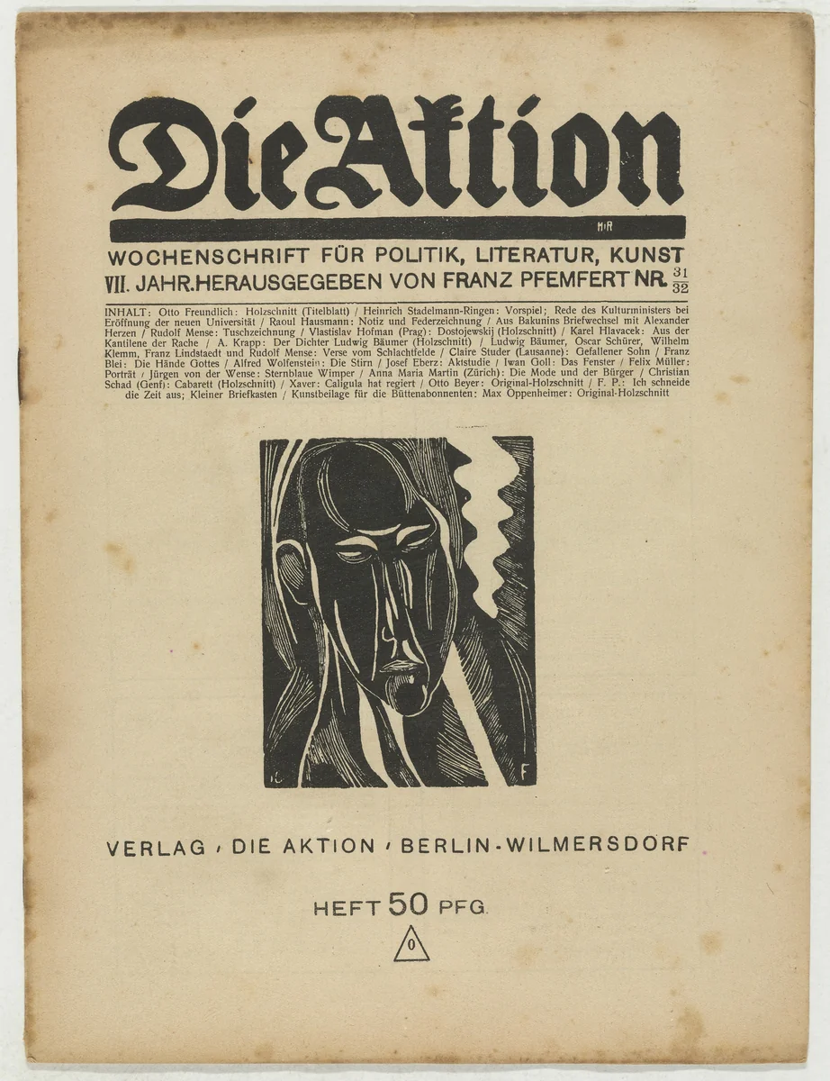 Die Aktion, vol. 7, no. 31/32 by Otto Freundlich, periodical, 1917