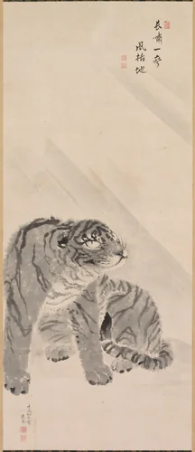 Tiger in Wind by Maruyama Ōkyo (円山応挙), painting, 1800-1899