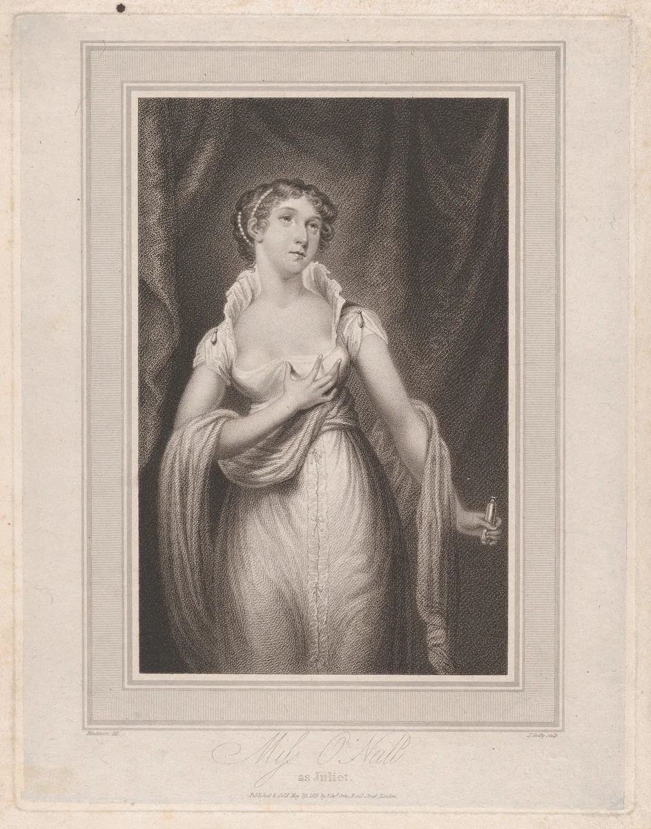 Miss O'Neill as Juliet by James Godby, print, 1815