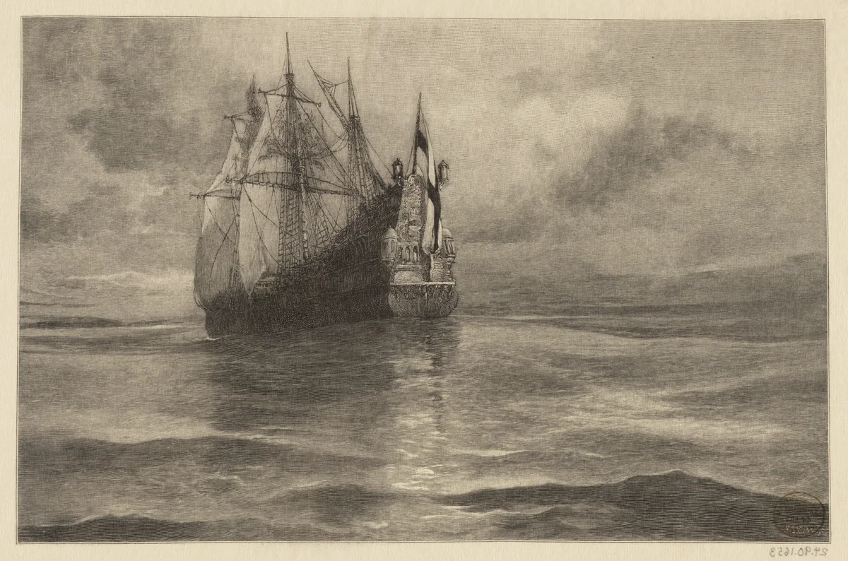 Galleon in Full Sail by Francis Scott King, print, 1875-1915