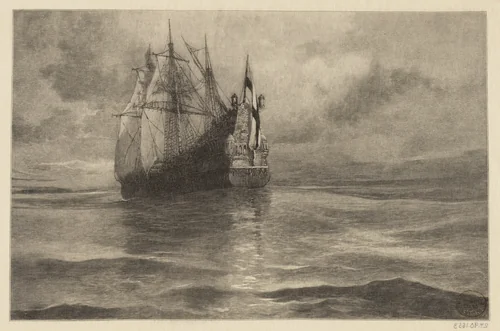 Galleon in Full Sail by Francis Scott King, print, 1875-1915